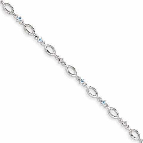 Sterling Silver Blue Topaz & Diamond Bracelet