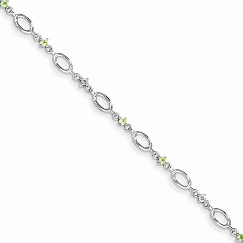 Sterling Silver Peridot & Diamond Bracelet