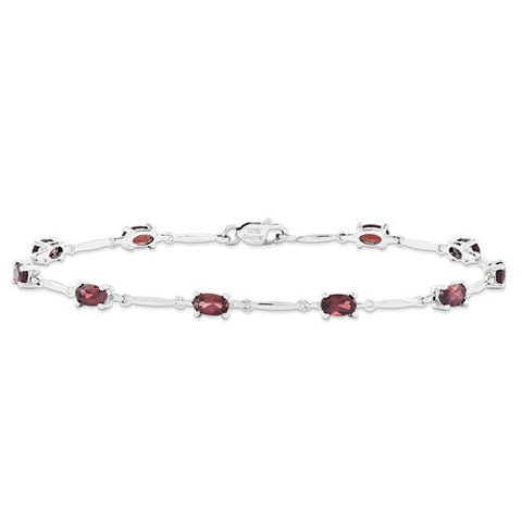 Sterling Silver Garnet Bracelet