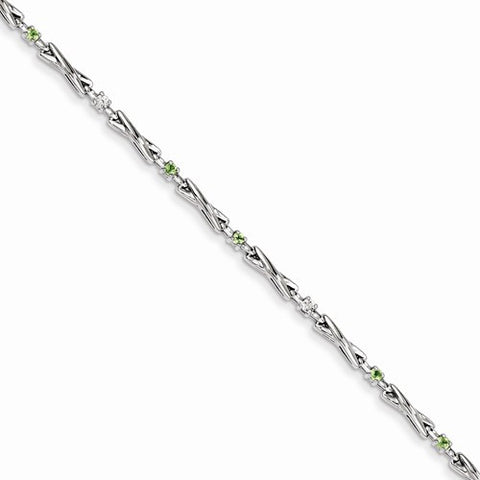 Sterling Silver Peridot & Diamond Bracelet