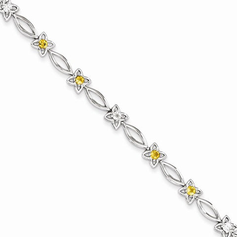 Sterling Silver Citrine & Diamond Bracelet