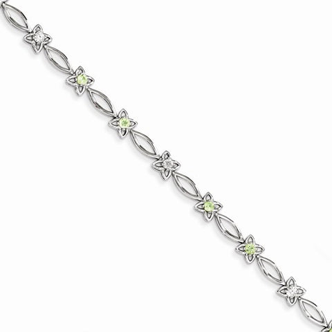 Sterling Silver Peridot & Diamond Bracelet