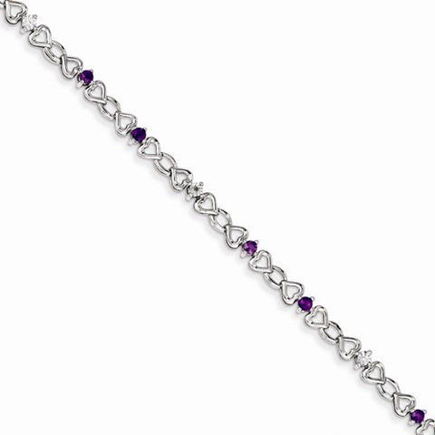 Sterling Silver Amethyst & Diamond Bracelet