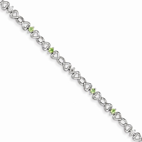Sterling Silver Peridot & Diamond Bracelet