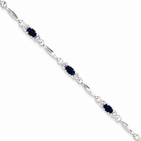 Sterling Silver Sapphire and Diamond Bracelet