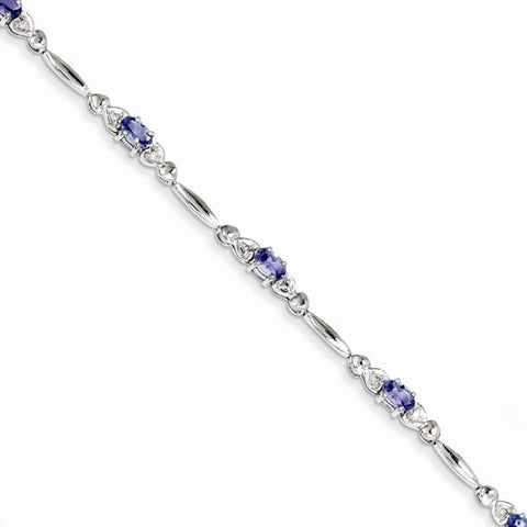 Sterling Silver Tanzanite and Diamond Bracelet