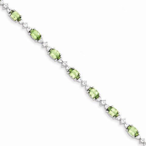 Sterling Silver Peridot White Topaz Bracelet