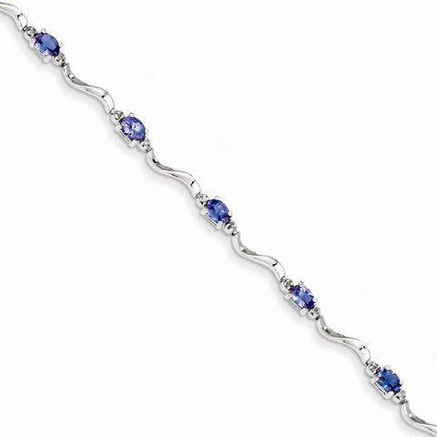 Sterling Silver Rhodium Plated Diamond and Tanzanite Bracelet