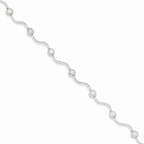 Sterling Silver Round Cz Bracelet