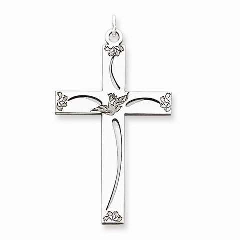 Sterling Silver Laser Designed Cross Pendant, Charm