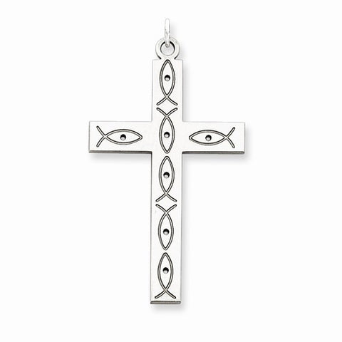 Sterling Silver Laser Designed Cross Pendant, Pretty Pendants for Necklace