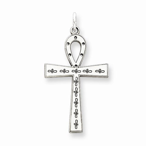 Sterling Silver Laser Designed Cross Pendant, Charm