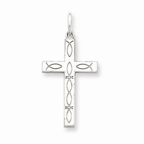 Sterling Silver Laser Designed Cross Pendant, Delightful Pendants for Necklace