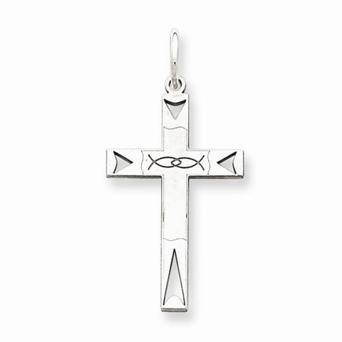 Sterling Silver Laser Designed Cross Pendant, Lovely Pendants for Necklace