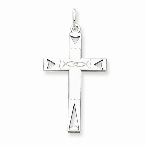Sterling Silver Laser Designed Cross Pendant, Stylish Pendants for Necklace