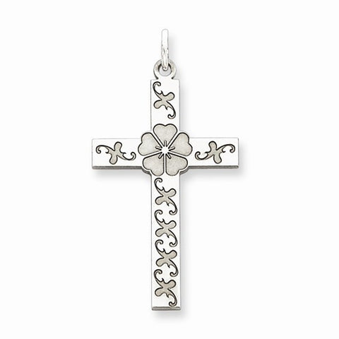 Sterling Silver Laser Designed Cross Pendant, Charm