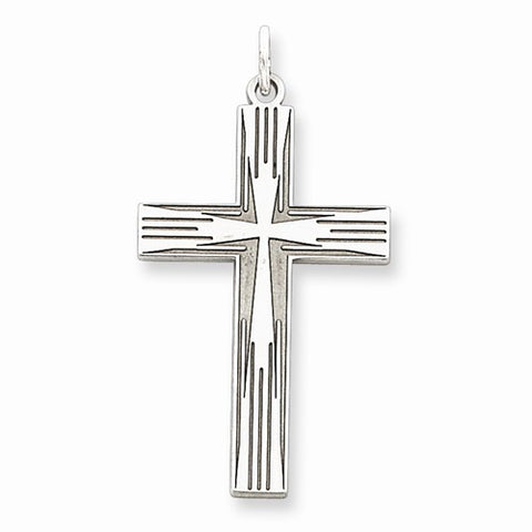 Sterling Silver Laser Designed Cross Pendant, Pretty Pendants for Necklace