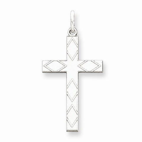Sterling Silver Laser Designed Cross Pendant, Stylish Pendants for Necklace