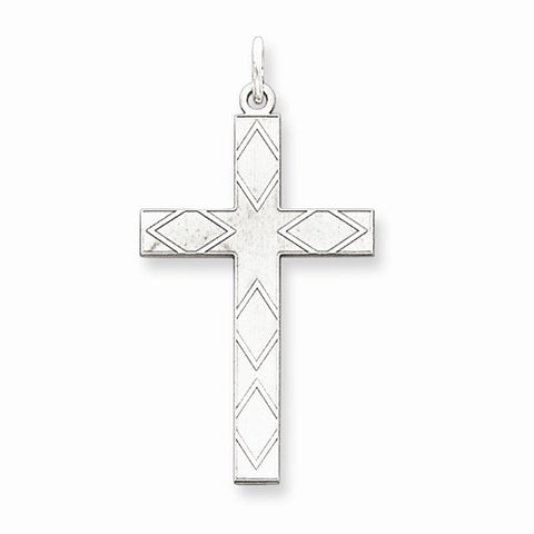Sterling Silver Laser Designed Cross Pendant, Classy Pendants for Necklace