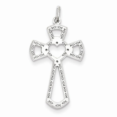 Sterling Silver Laser Designed Cross Pendant, Charm