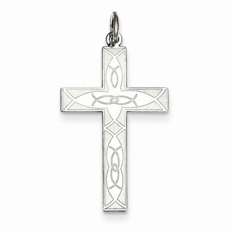 Sterling Silver Laser Designed Cross Pendant, Beautiful Pendants for Necklace