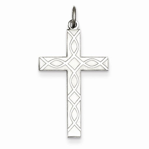 Sterling Silver Laser Designed Cross Pendant, Delightful Pendants for Necklace