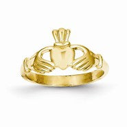 14k Yellow Gold Polished Claddagh Ring