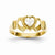 14k Yellow Gold Diamond-Cut & Rhodium Claddagh Ring