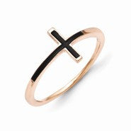 14k Rose Gold Antiqued Sideways Cross Ring