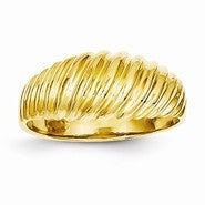 14k Yellow Gold Polished Scalloped Dome Ring