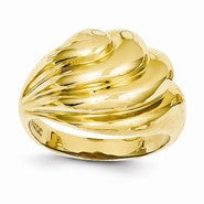 14k Yellow Gold Polished Swirl Dome Ring