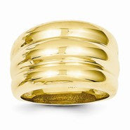14k Yellow Gold Polished Scalloped Dome Ring