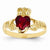 14k Yellow Gold January Birthstone Claddagh Ring