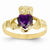 14k Yellow Gold February Birthstone Claddagh Ring