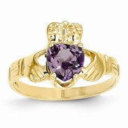 14k Yellow Gold June Birthstone Claddagh Ring