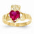 14k Yellow Gold July Birthstone Claddagh Ring
