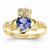 14k Yellow Gold September Birthstone Claddagh Ring