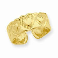 14k Yellow Gold Heart Toe Ring