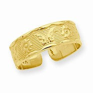 14k Yellow Gold Flower & Butterfly Toe Ring
