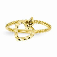 14k Yellow Gold Dangle Heart Ring