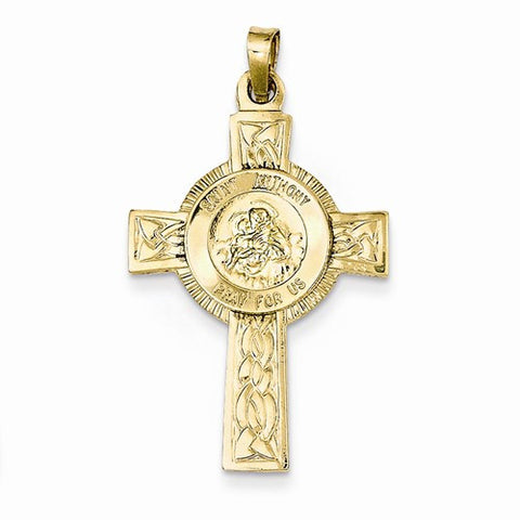 14k Gold Cross w/St Anthony Medal Pendant, Pendants for Necklace