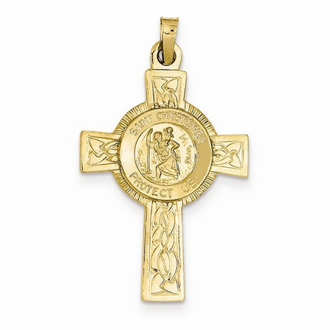 14k Gold Cross w/St. Christopher Medal Pendant, Pendants for Necklace
