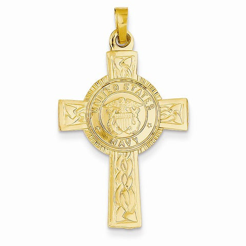 14k Gold Cross w/Navy Insignia Pendant, Pendants for Necklace
