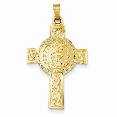 14k Gold Cross w/Air Force Insignia Pendant, Pendants for Necklace