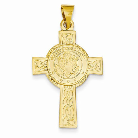 14k Gold Army Insignia Cross Pendant, Pendants for Necklace