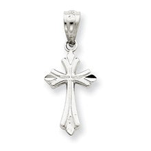 14k White Gold Budded Cross Charm hide-image