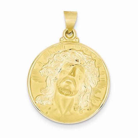 14k Gold Head of Christ Medal Round Pendant, Pendants for Necklace