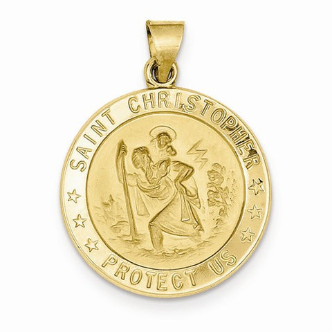 14k Gold Saint Christopher Medal pendant, Fine Pendants for Necklace