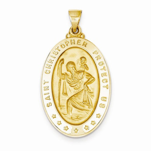 14k Gold Saint Christopher Medal Pendant, Pretty Pendants for Necklace