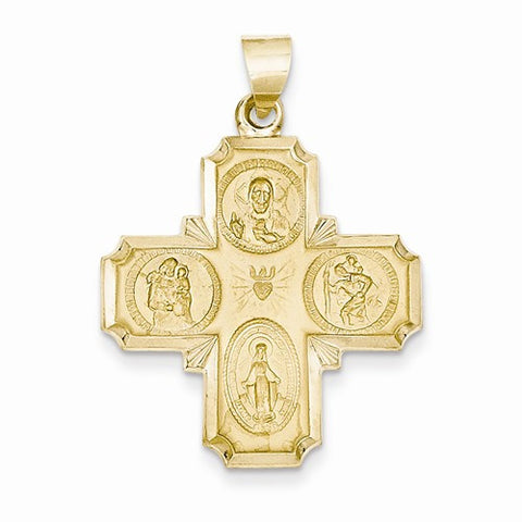 14k Gold Four-Way Medal Pendant, Pendants for Necklace